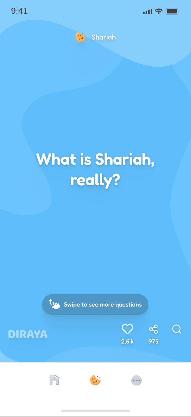 Diraya app question screen asking what Shariah really is